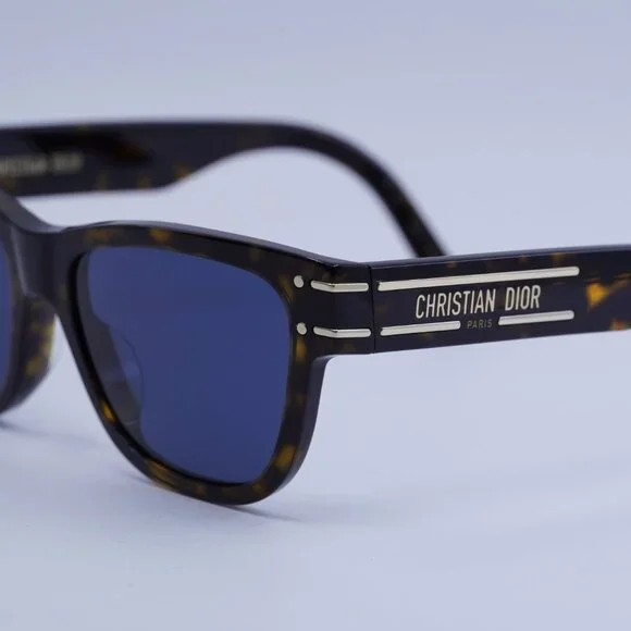 Dior DIORSIGNATURE S6U 20B0 Sunglasses Havana Square Frame, Blue Lenses - Picture 2 of 10